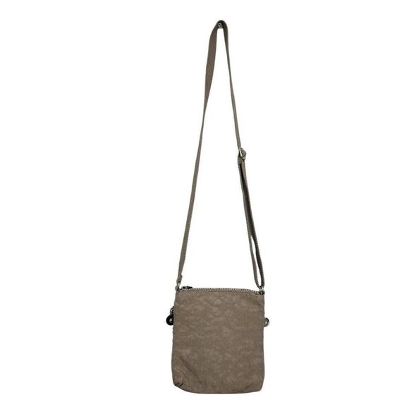 Kipling Alvar Small Crossbody Nylon Purse Taupe Shoulderbag Bag Adjustable Zip - Picture 2 of 7